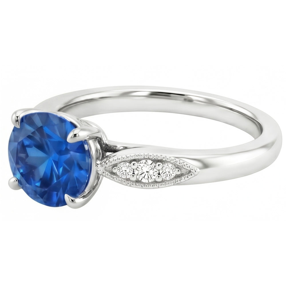 vero round diamante 2.40carati anello vista di profilo