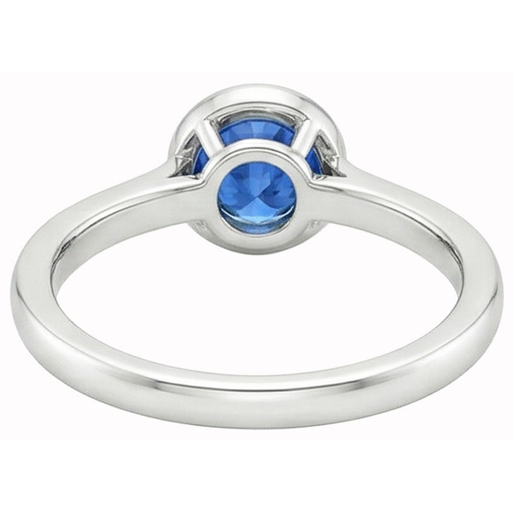 Anello da 3,50 ct con castone in oro bianco 14K con zaffiro di Ceylon rotondo e diamanti