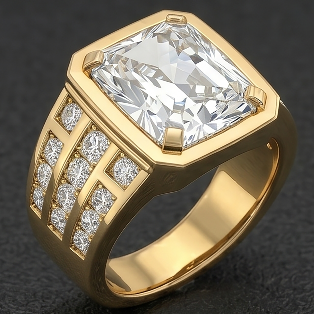 Anello da Uomo 10K White Gold – Brillante Radiant 10 carati