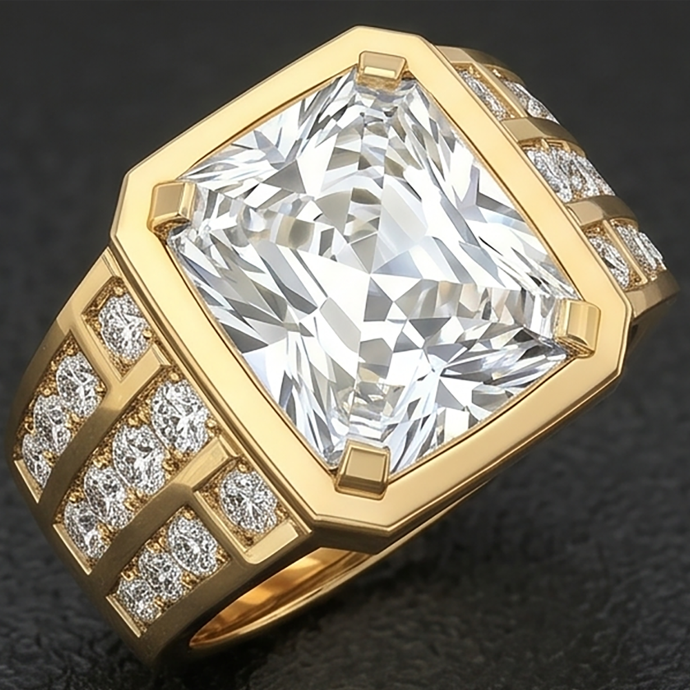 Anello da Uomo 10K White Gold – Brillante Radiant 10 carati