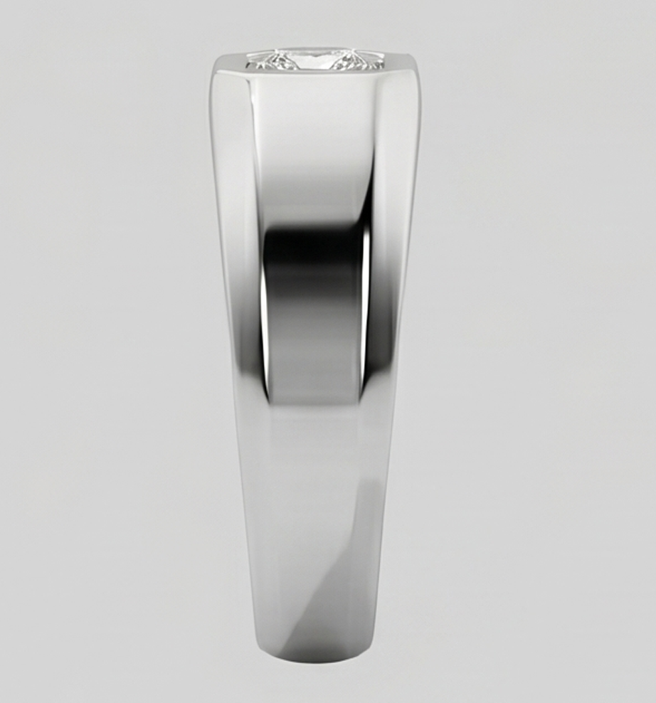 Anello da Uomo Principessa Taglio Diamante Oro Bianco