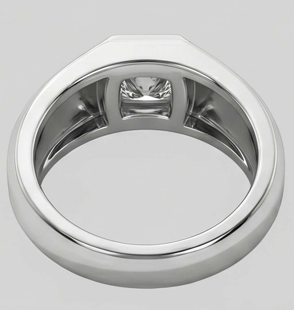 Anello da Uomo Principessa Taglio Diamante Oro Bianco