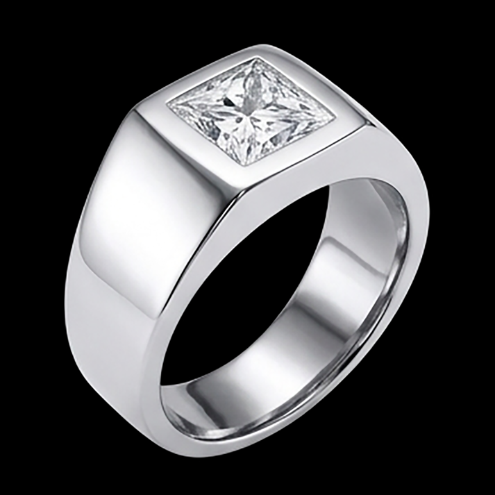 Anello da Uomo con Diamante Taglio Principessa