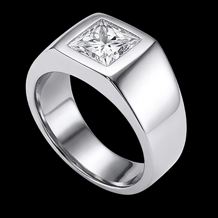 Anello da Uomo con Diamante Taglio Principessa