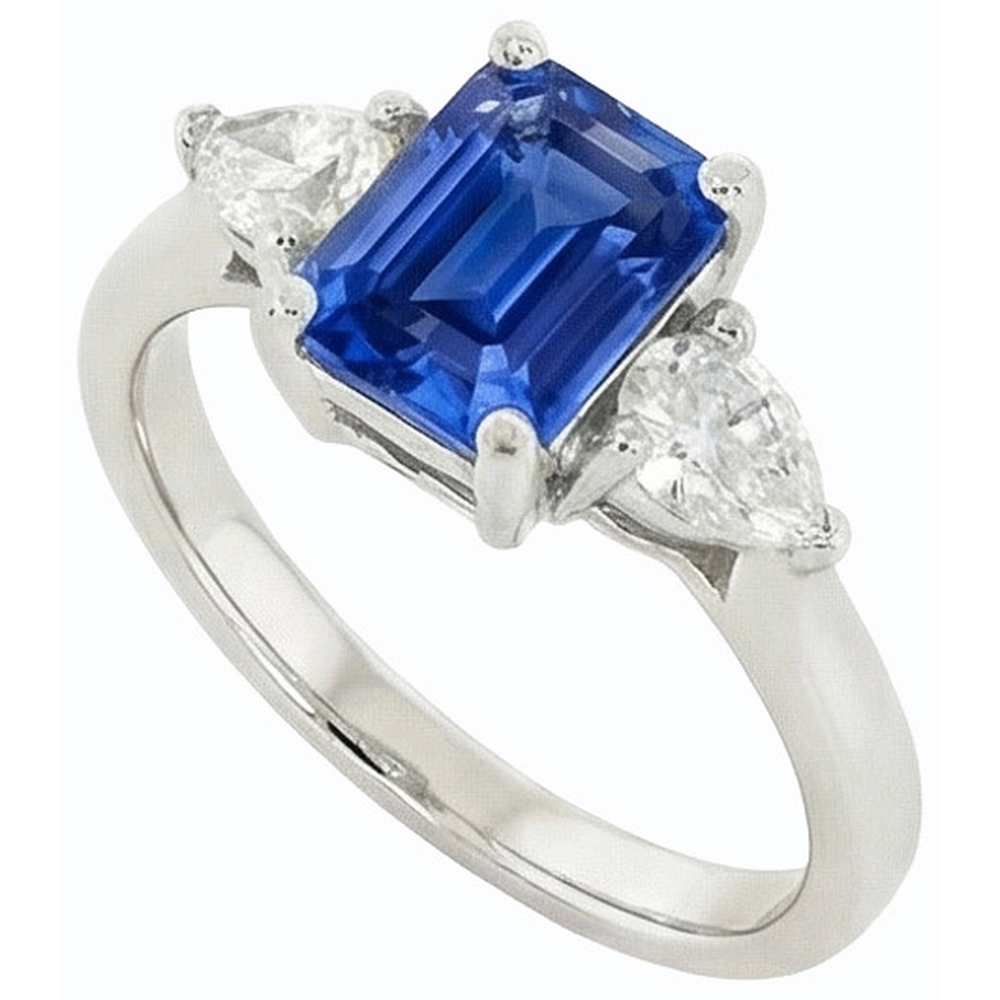 vero pear diamante 2carati anello angolo laterale
