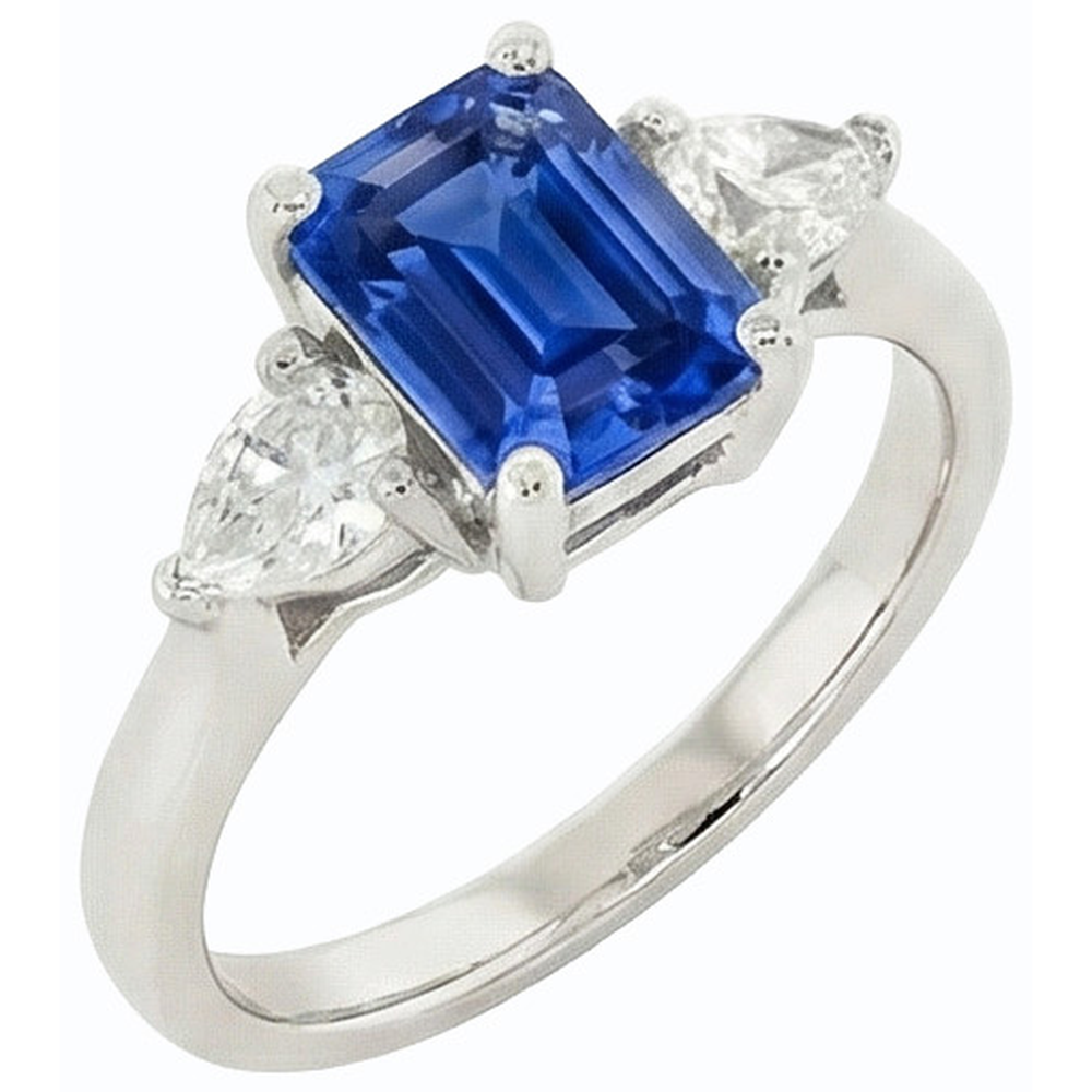 vero pear diamante 2carati anello dettaglio ravvicinato