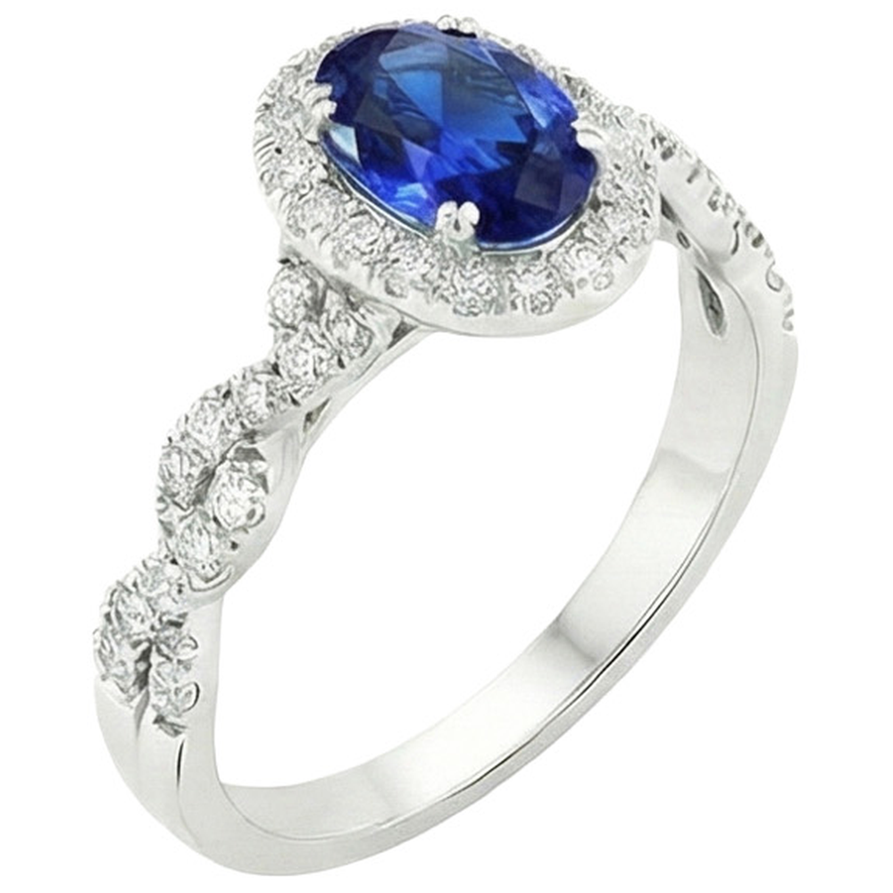 vero oval diamante 4.50carati anello angolo laterale