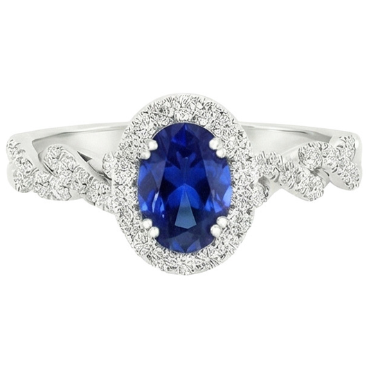 vero oval diamante 4.50carati anello vista frontale