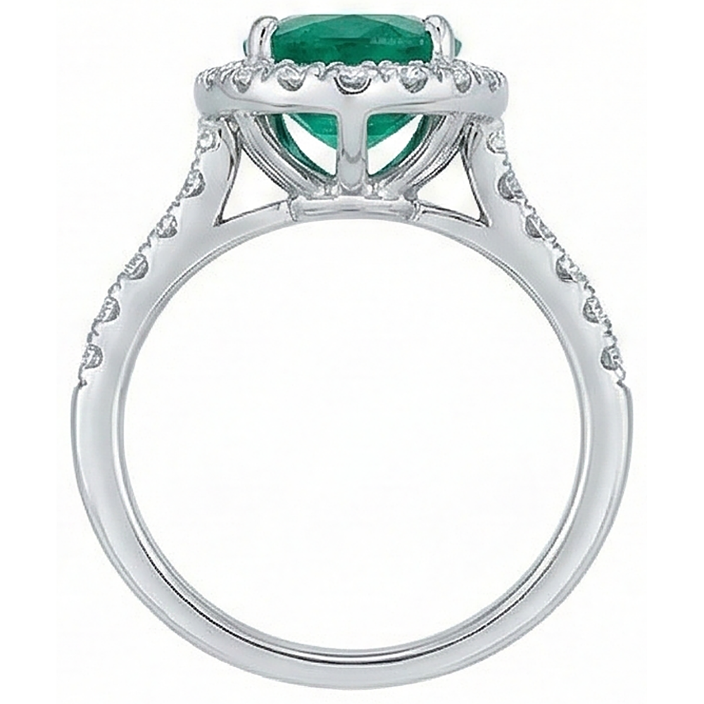 Anello da donna con diamante Verde Smeraldo. Gioielli in oro bianco 14K con pietre preziose da 5 carati