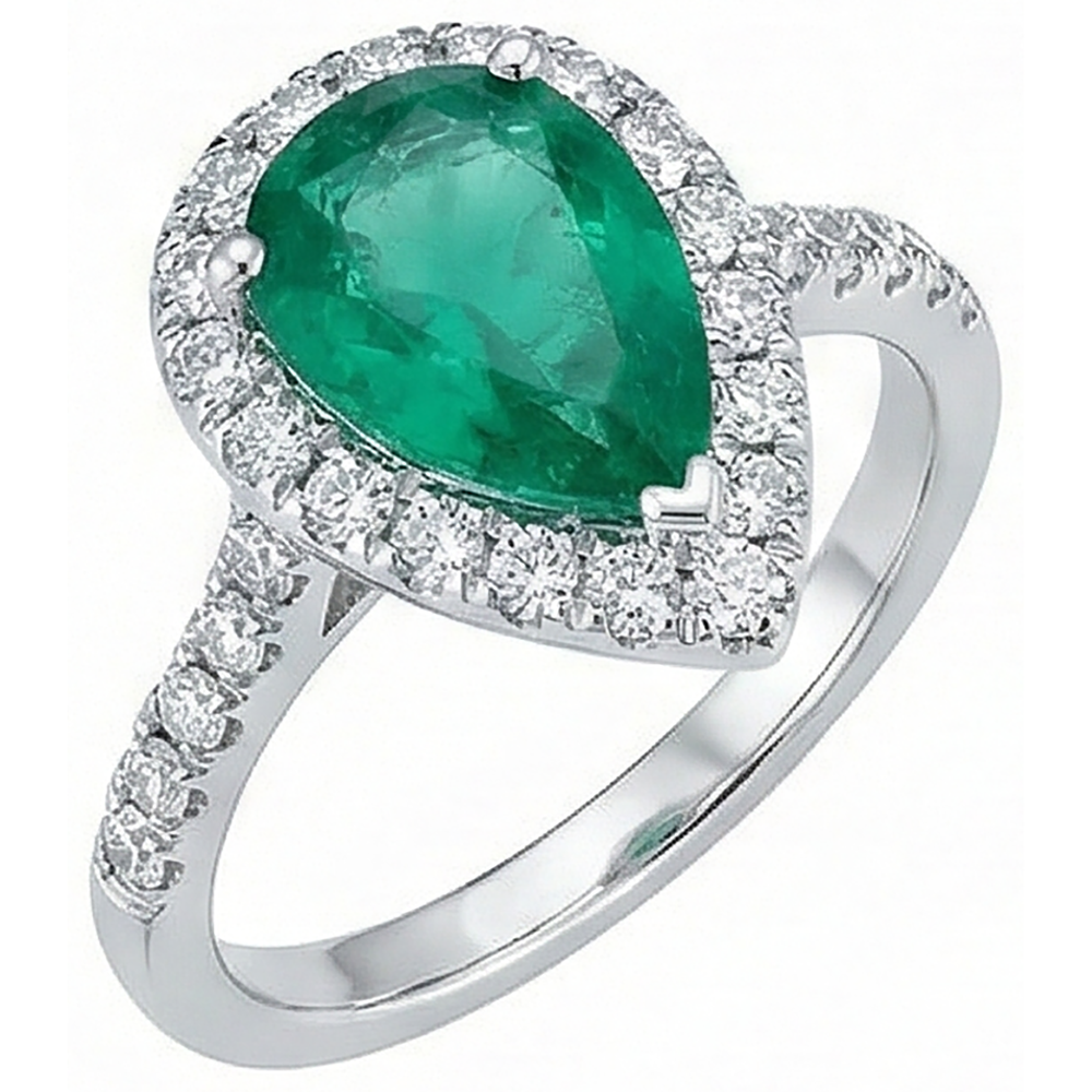 Anello da donna con diamante Verde Smeraldo. Gioielli in oro bianco 14K con pietre preziose da 5 carati