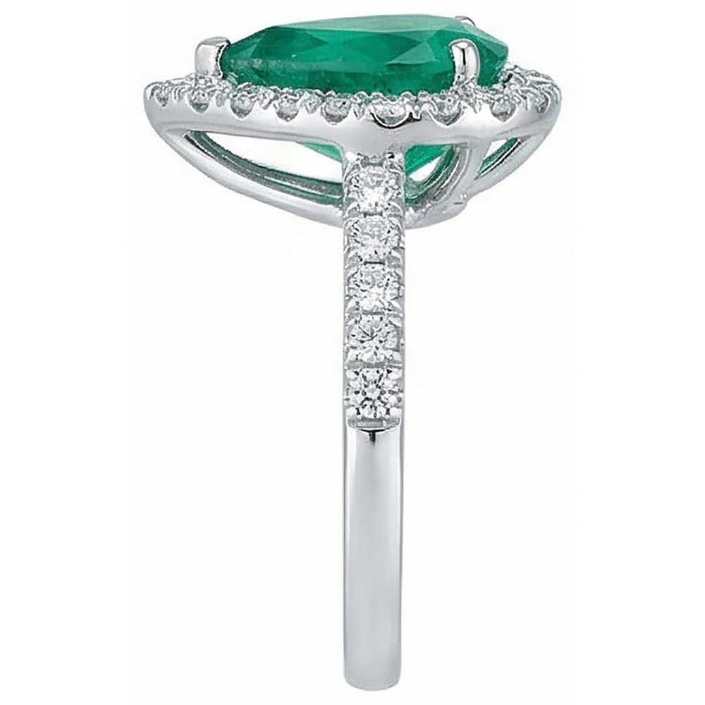 Anello da donna con diamante Verde Smeraldo. Gioielli in oro bianco 14K con pietre preziose da 5 carati