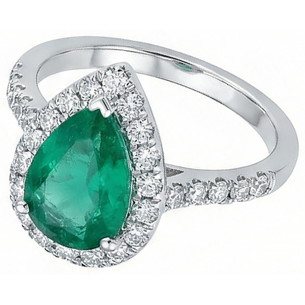 Anello da donna con diamante Verde Smeraldo. Gioielli in oro bianco 14K con pietre preziose da 5 carati