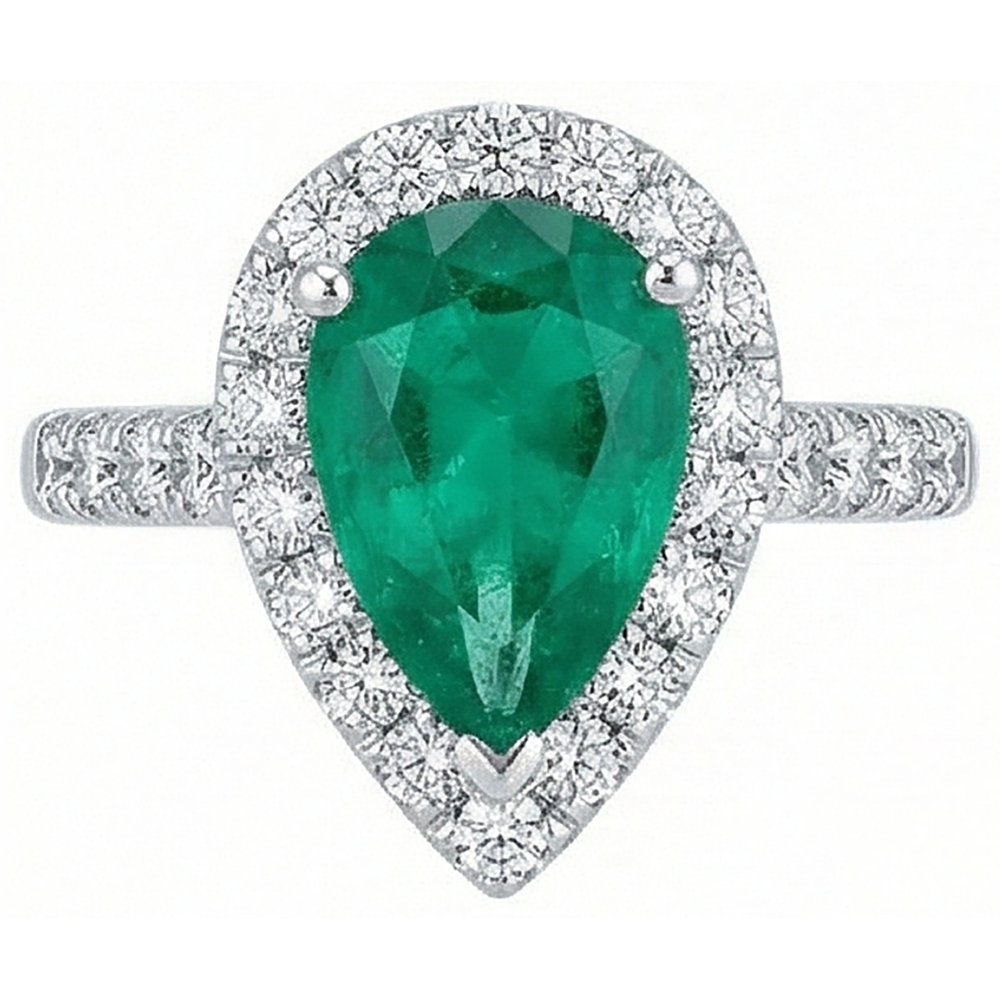 Anello da donna con diamante Verde Smeraldo. Gioielli in oro bianco 14K con pietre preziose da 5 carati