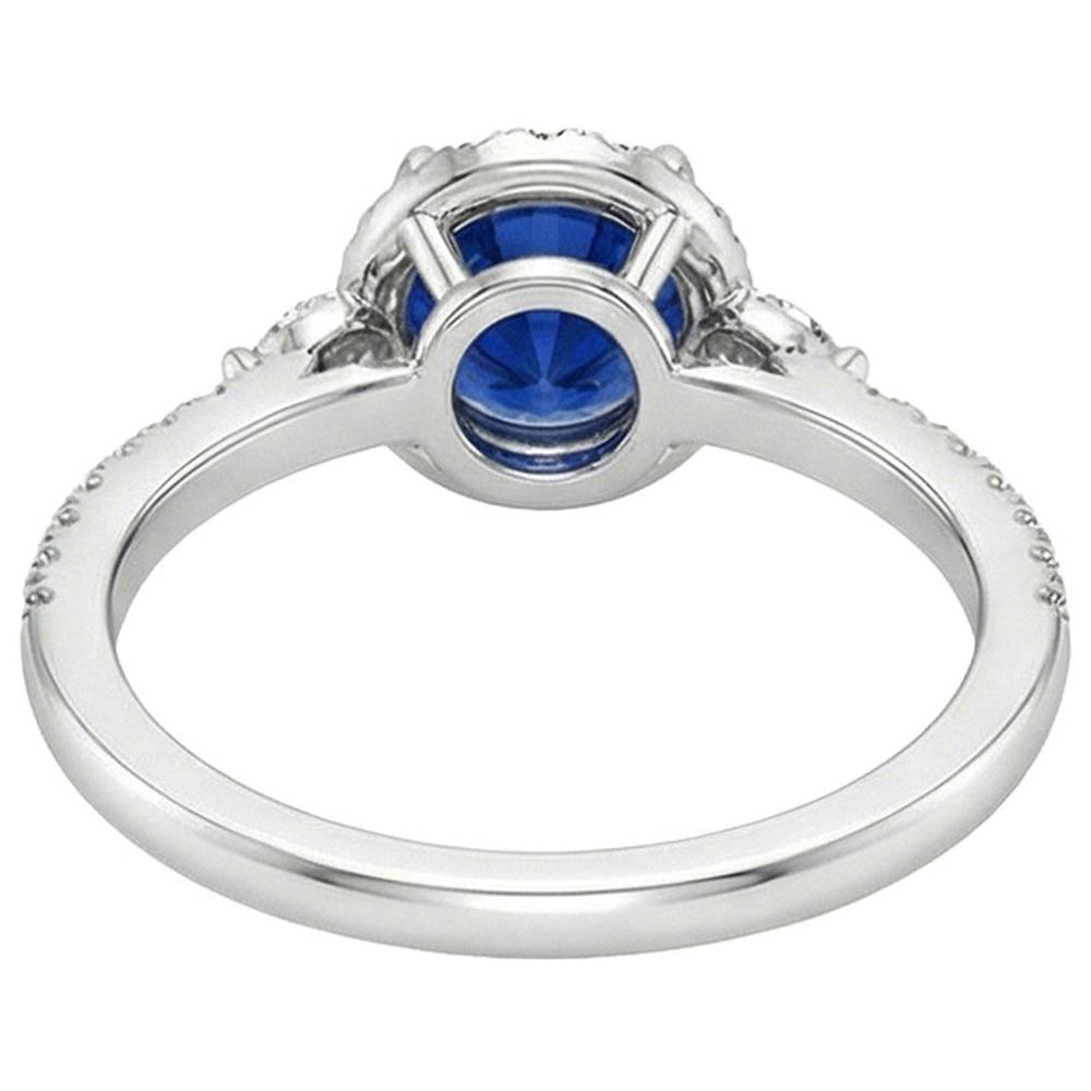Anello da donna con diamante a pera e zaffiro rotondo di Ceylon 3 carati