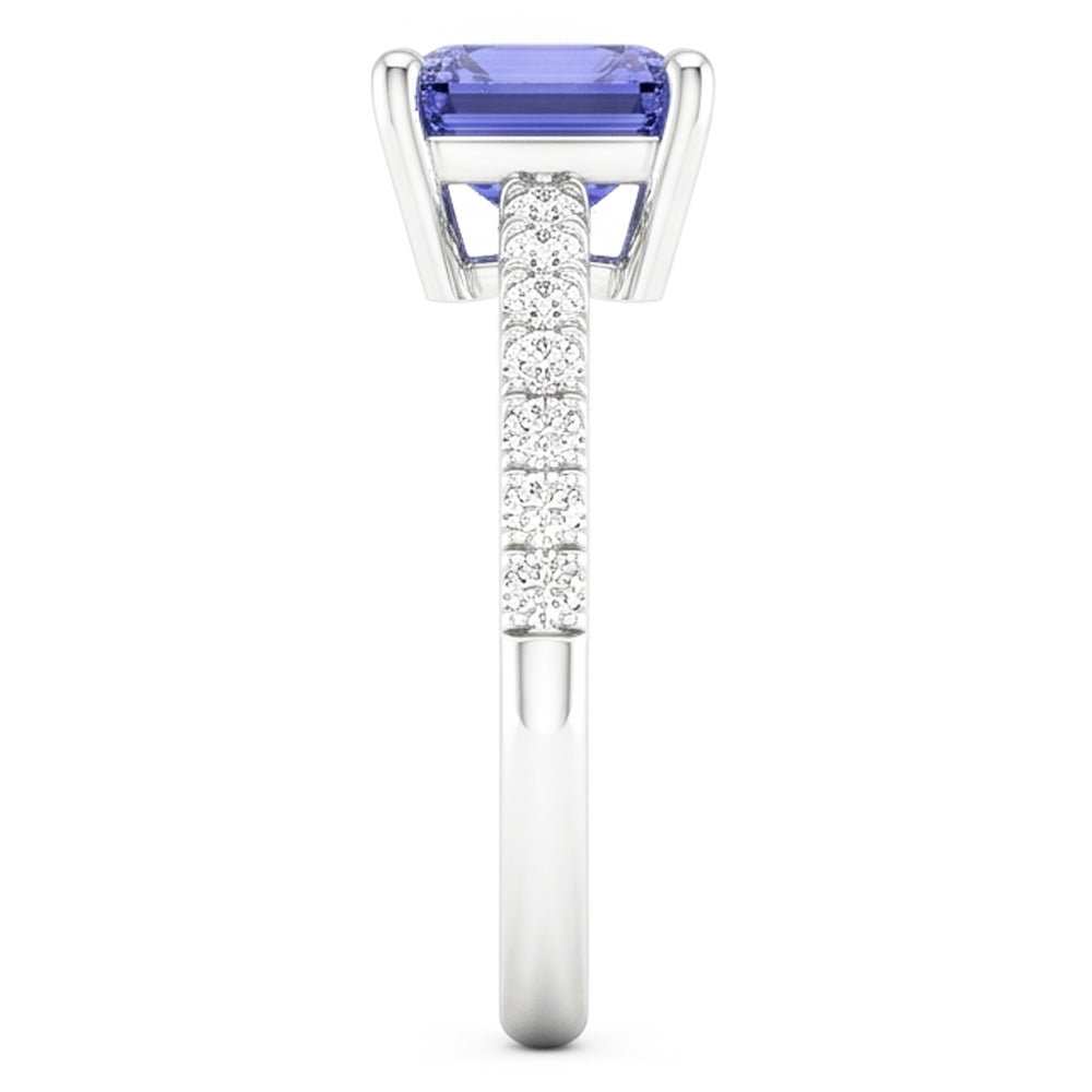 Anello da donna con diamante con zaffiro blu radiante gioielli in pietra preziosa 3 carati