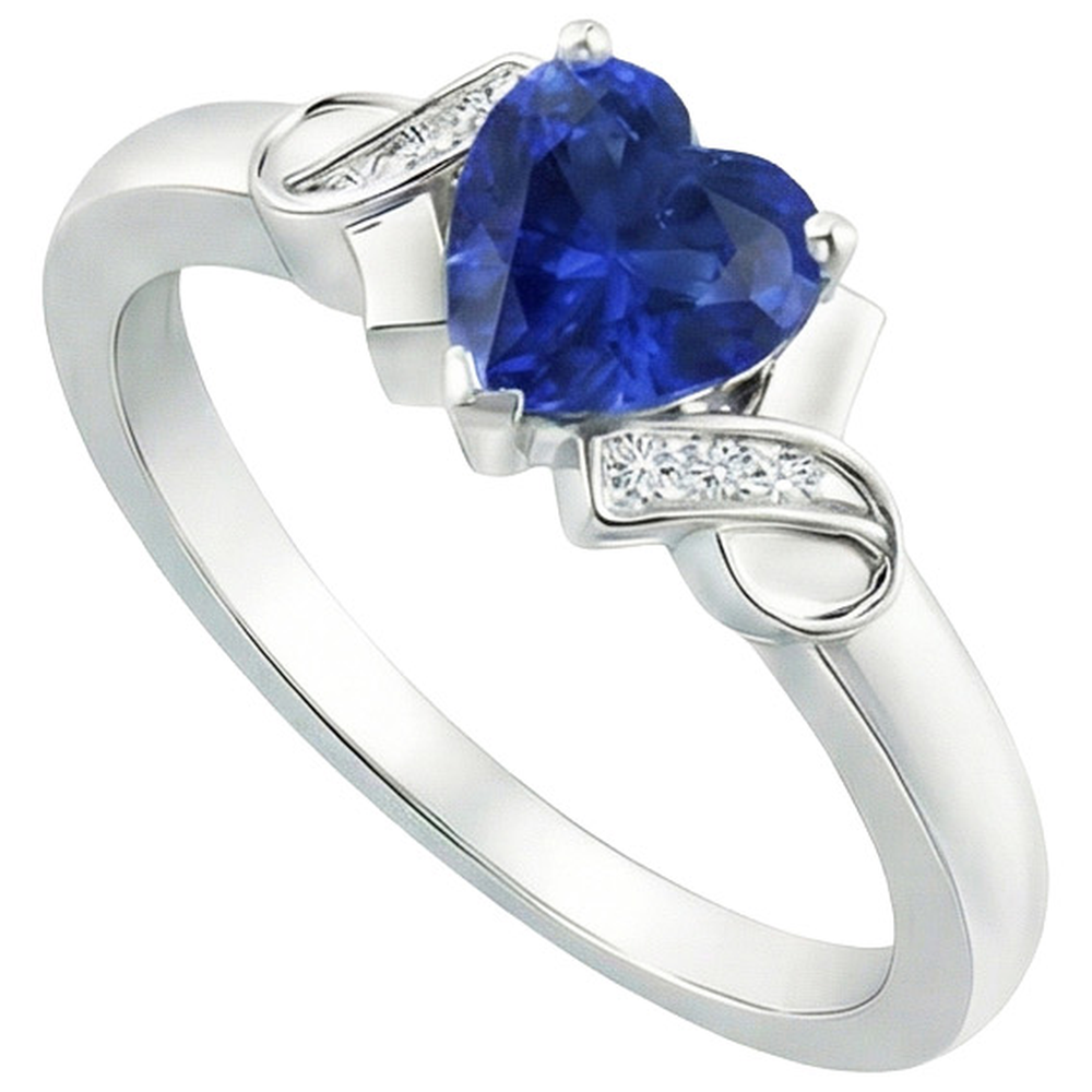 Anello da donna con diamante. cuore. blu. zaffiro. oro. amore. gioielli. 3.25 carati