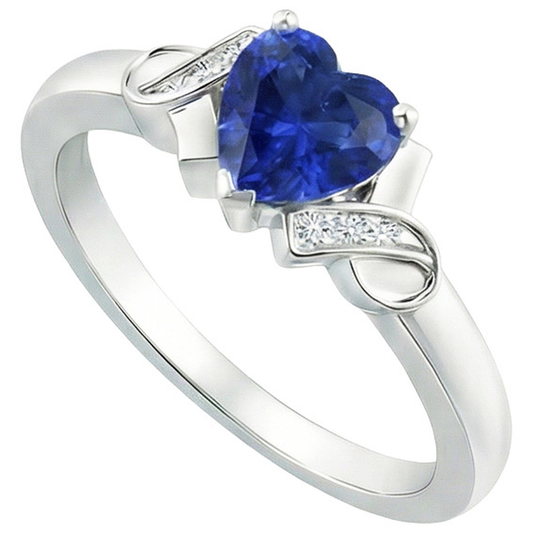 Anello da donna con diamante. cuore. blu. zaffiro. oro. amore. gioielli. 3.25 carati