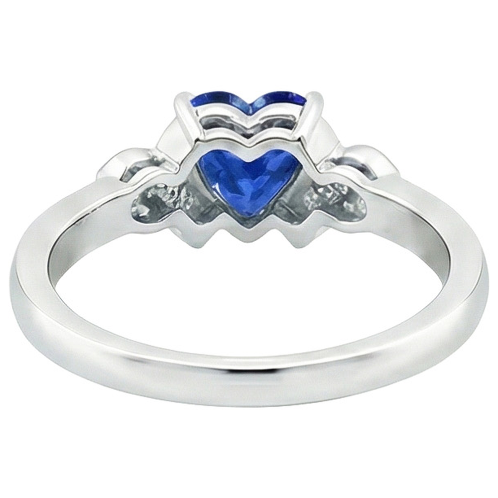Anello da donna con diamante. cuore. blu. zaffiro. oro. amore. gioielli. 3.25 carati