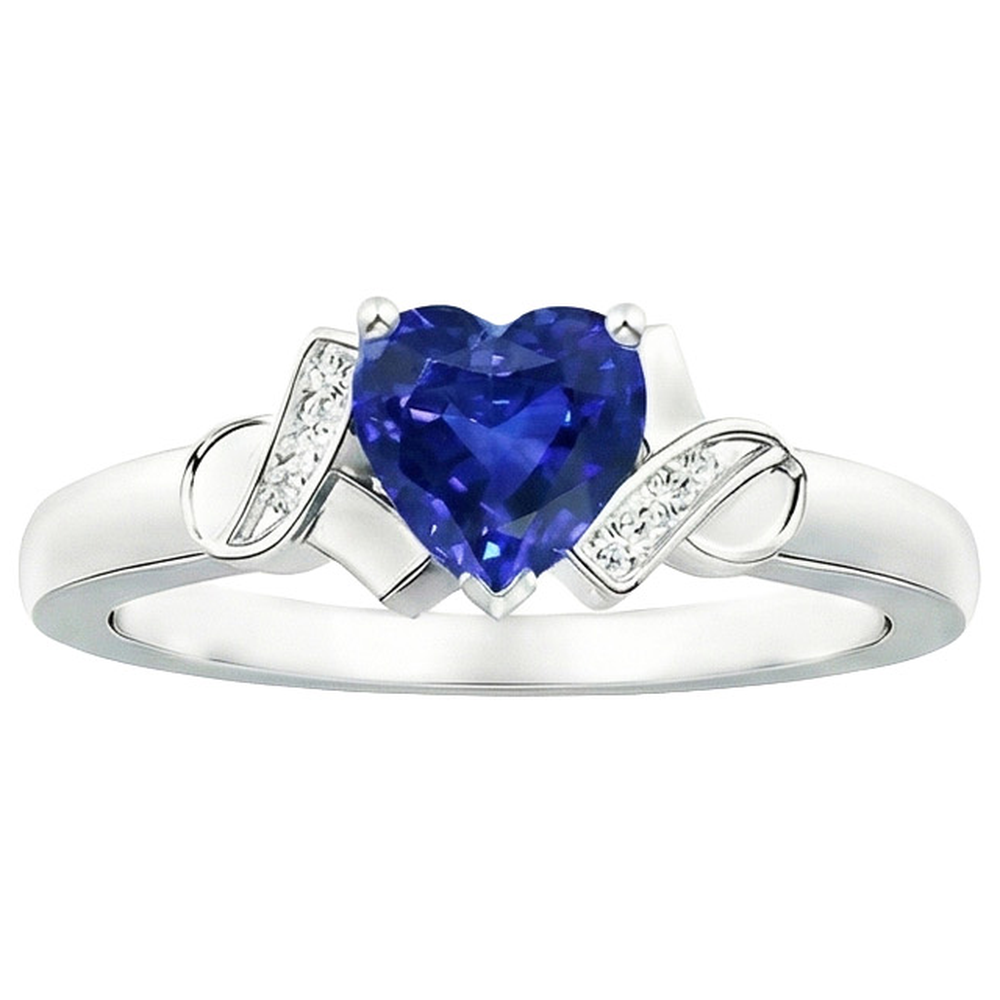 Anello da donna con diamante. cuore. blu. zaffiro. oro. amore. gioielli. 3.25 carati