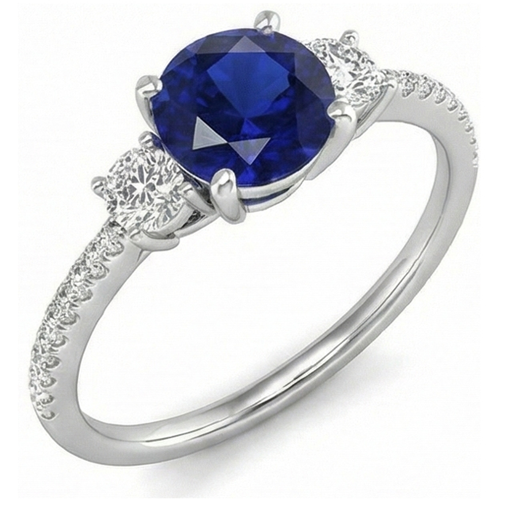 vero round diamante 3.50carati anello angolo laterale
