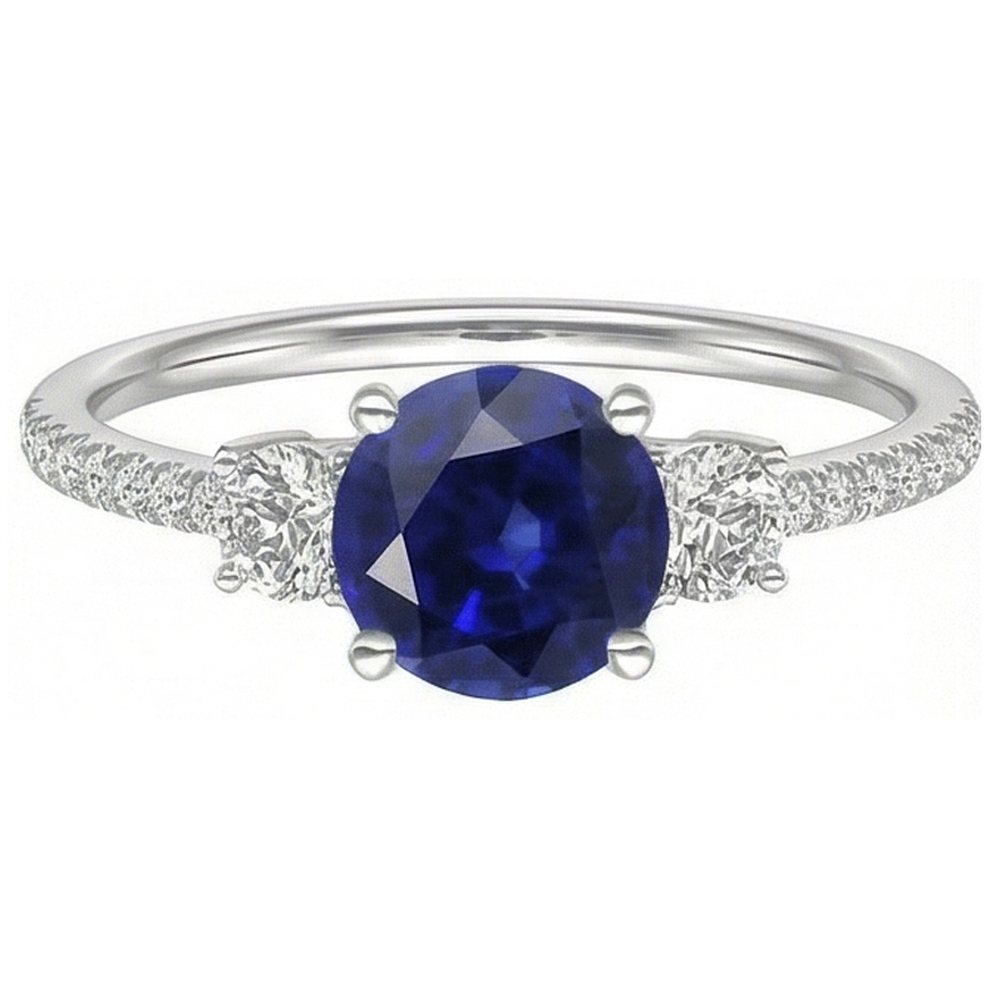 vero round diamante 3.50carati anello vista di profilo