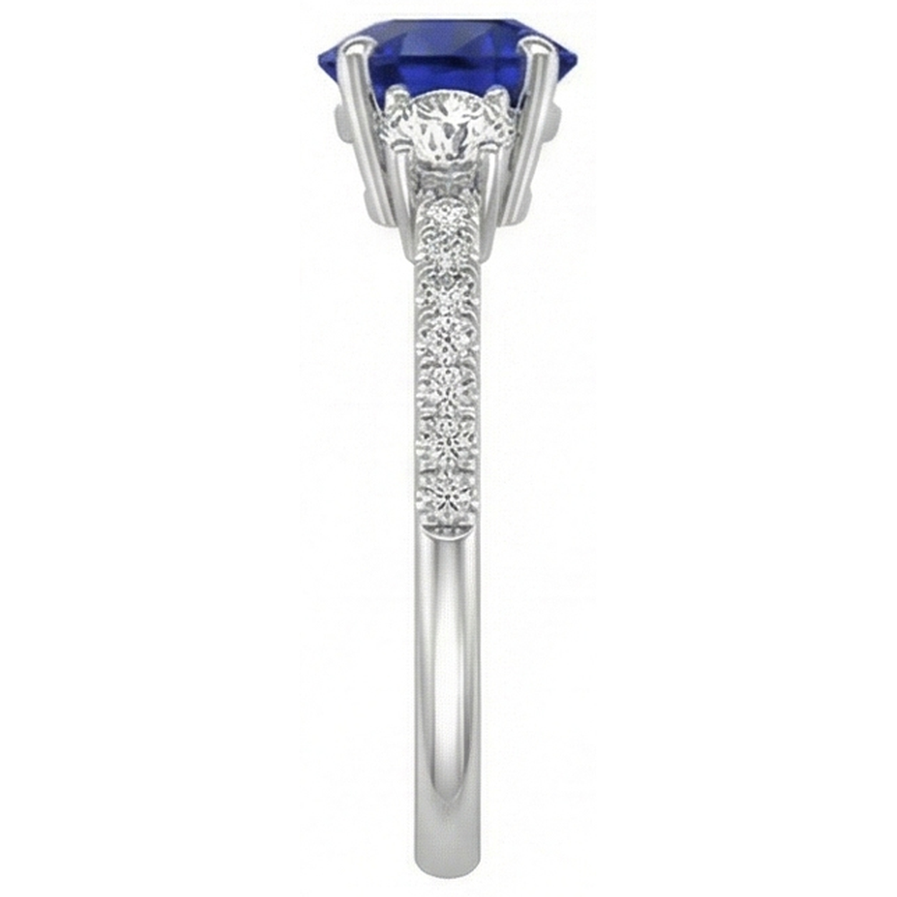 vero round diamante 3.50carati anello con accenti diamanti