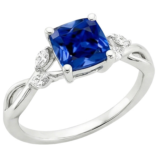 Anello da donna con diamante marquise e cuscino zaffiro Five Stone 2.75 carati