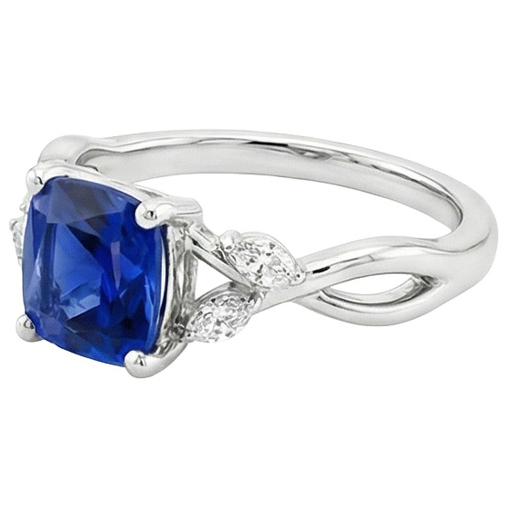 Anello da donna con diamante marquise e cuscino zaffiro Five Stone 2.75 carati