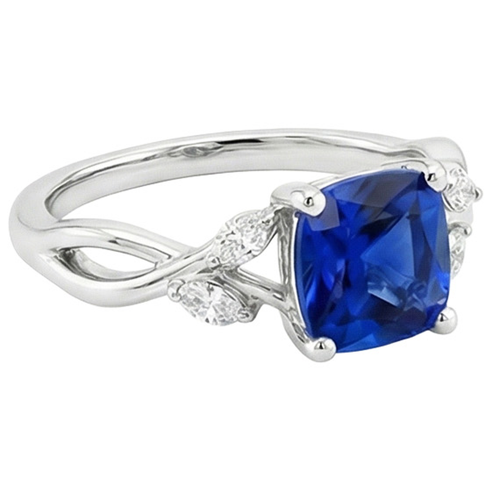 Anello da donna con diamante marquise e cuscino zaffiro Five Stone 2.75 carati