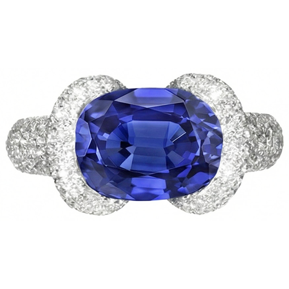 Anello da donna con diamante ovale blu zaffiro 4 carati oro 14k gioielli