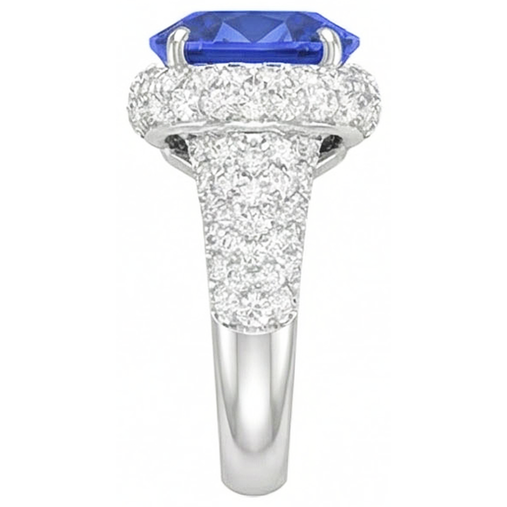 Anello da donna con diamante ovale blu zaffiro 4 carati oro 14k gioielli
