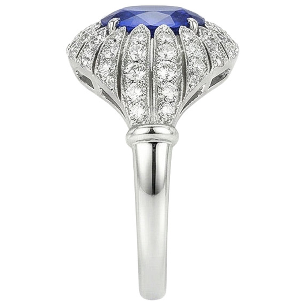 Anello da donna con diamante zaffiro blu stile antico 8.75 carati