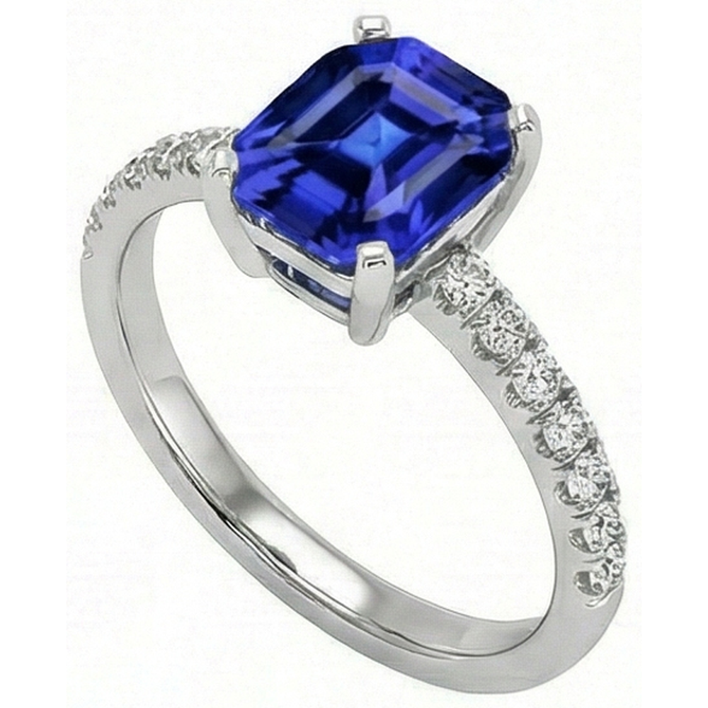 vero asscher diamante 9.25carati anello vista frontale