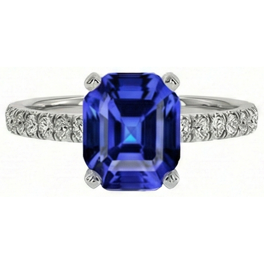 vero asscher diamante 9.25carati anello angolo laterale