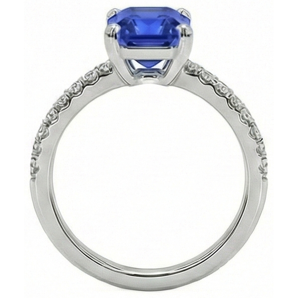 vero asscher diamante 9.25carati anello su bianco