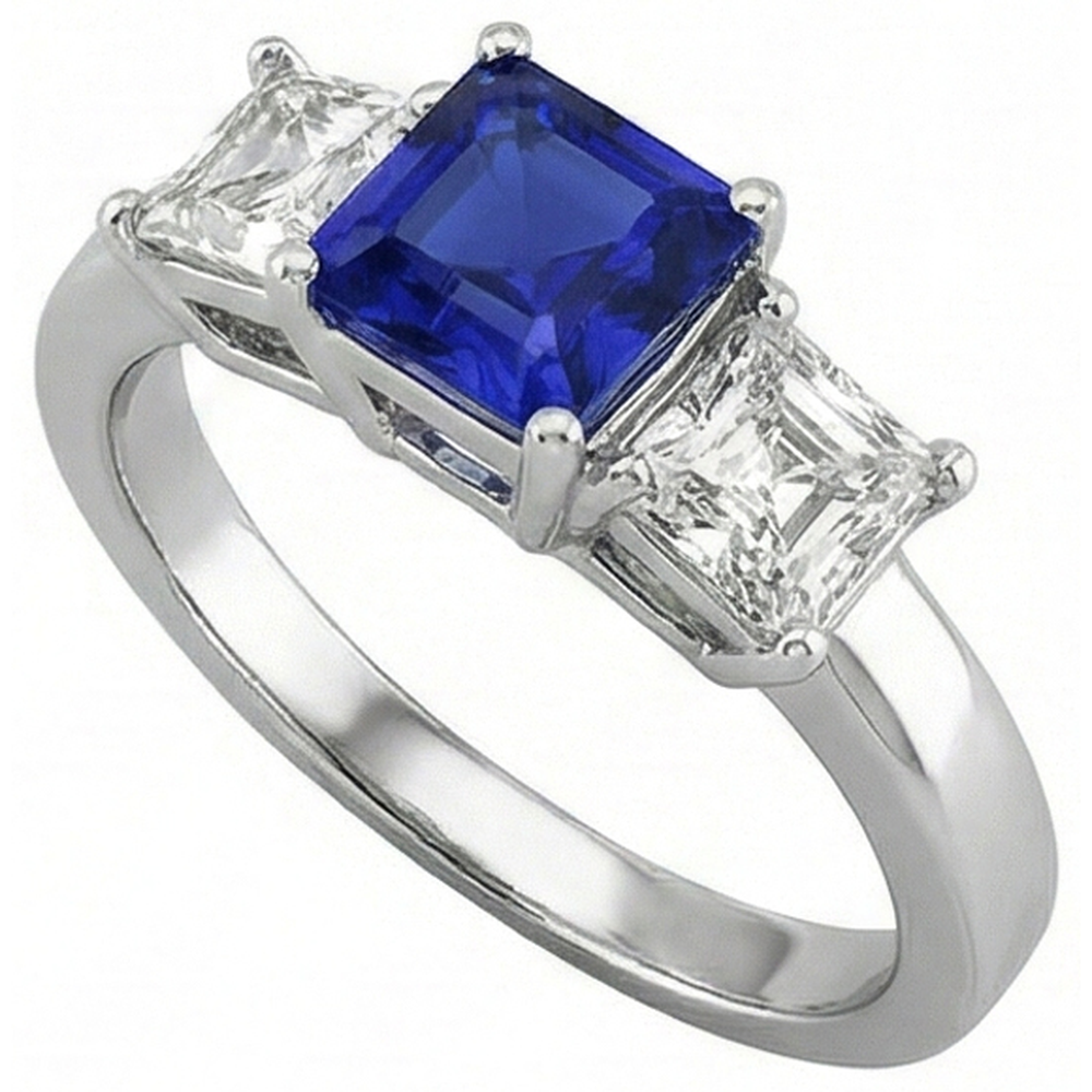 vero asscher diamante 2carati anello vista frontale