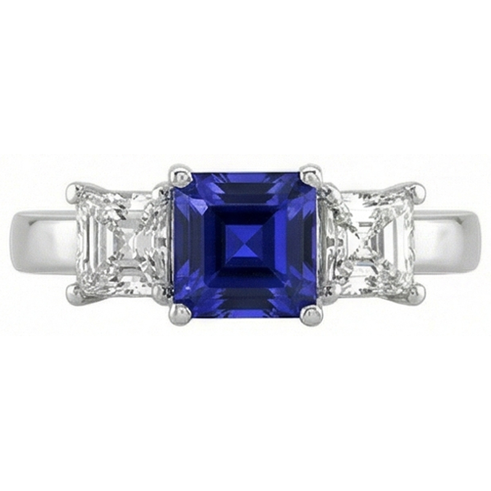 vero asscher diamante 2carati anello angolo laterale