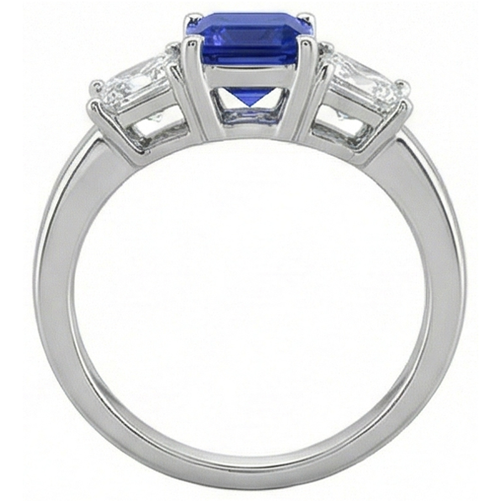 vero asscher diamante 2carati anello vista di profilo