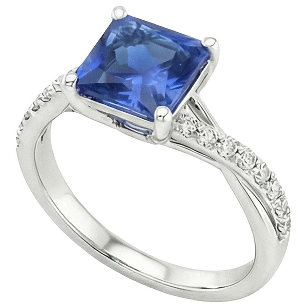 vero princess zaffiro 3.75carati anello angolo laterale