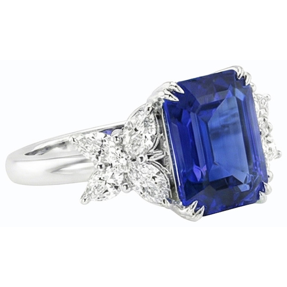 vero pear diamante 4carati anello vista di profilo