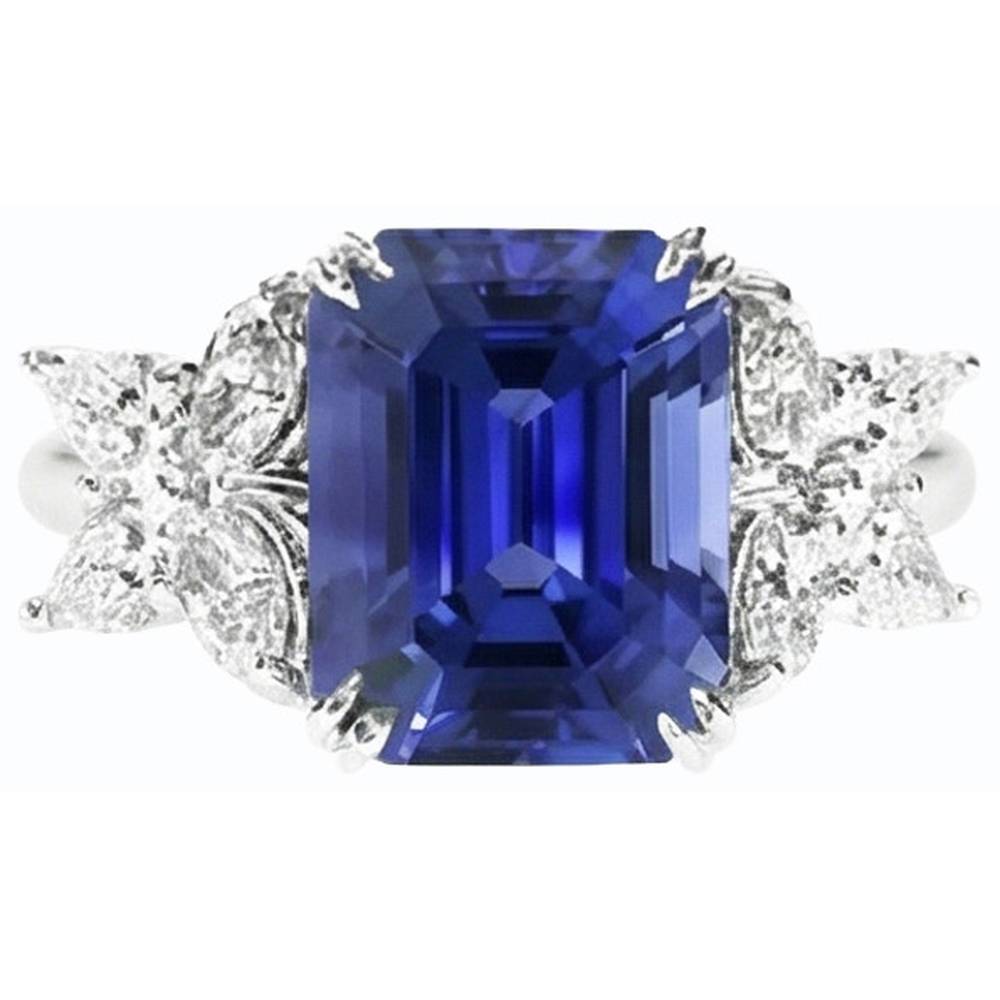 vero pear diamante 4carati anello su bianco
