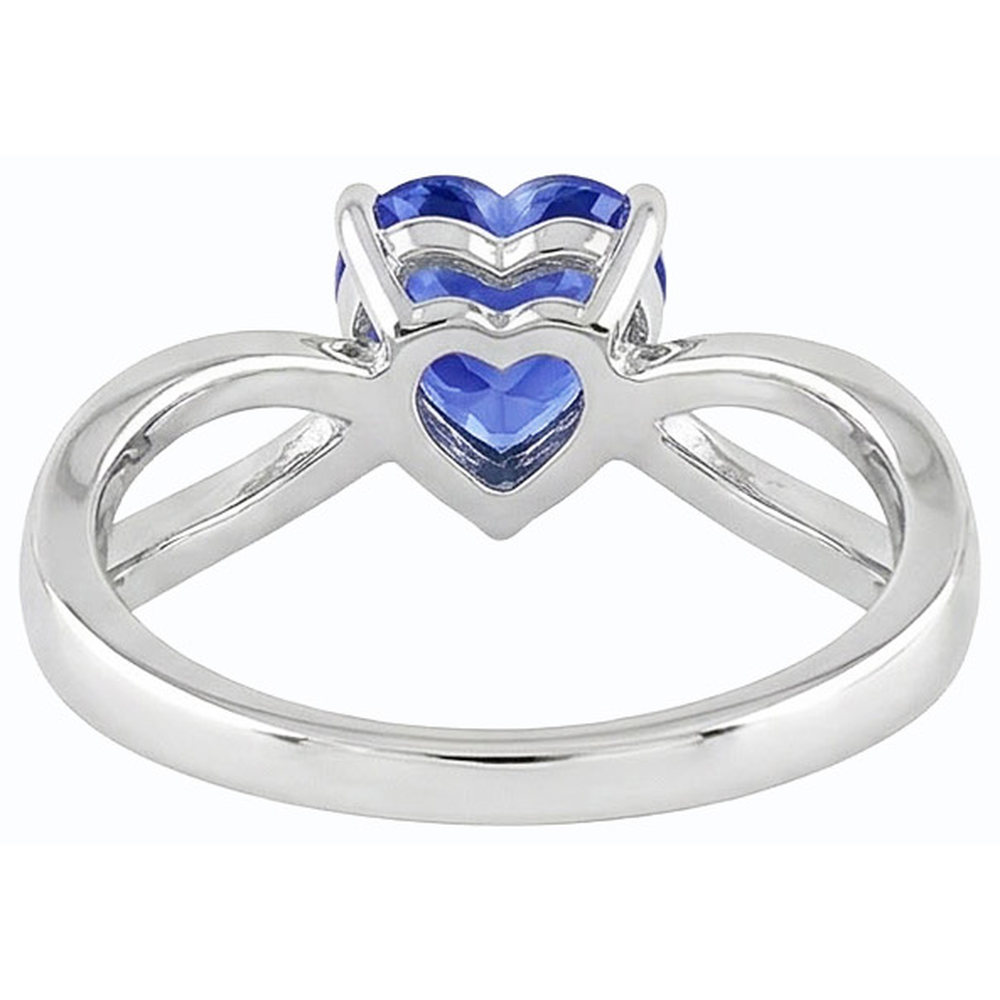 Anello da donna con gemma blu zaffiro a cuore da 3.50 carati con gambo diviso