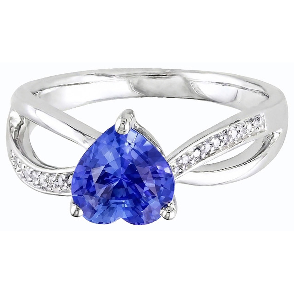 Anello da donna con gemma blu zaffiro a cuore da 3.50 carati con gambo diviso