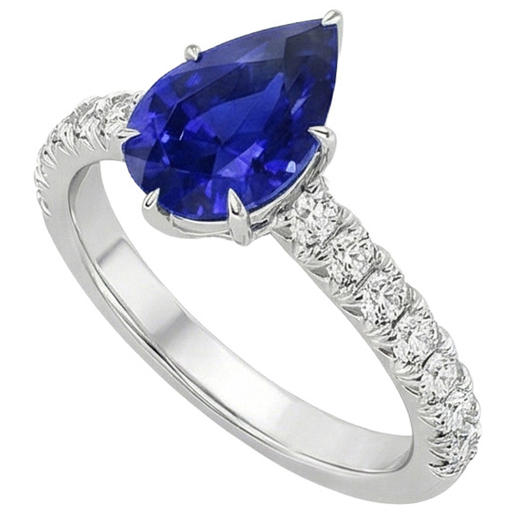 vero pear diamante 5.50carati anello vista dall'alto