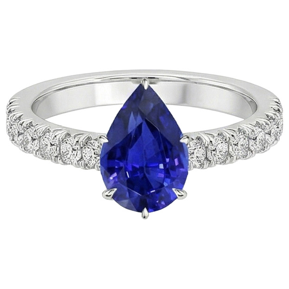 vero pear diamante 5.50carati anello dettaglio ravvicinato