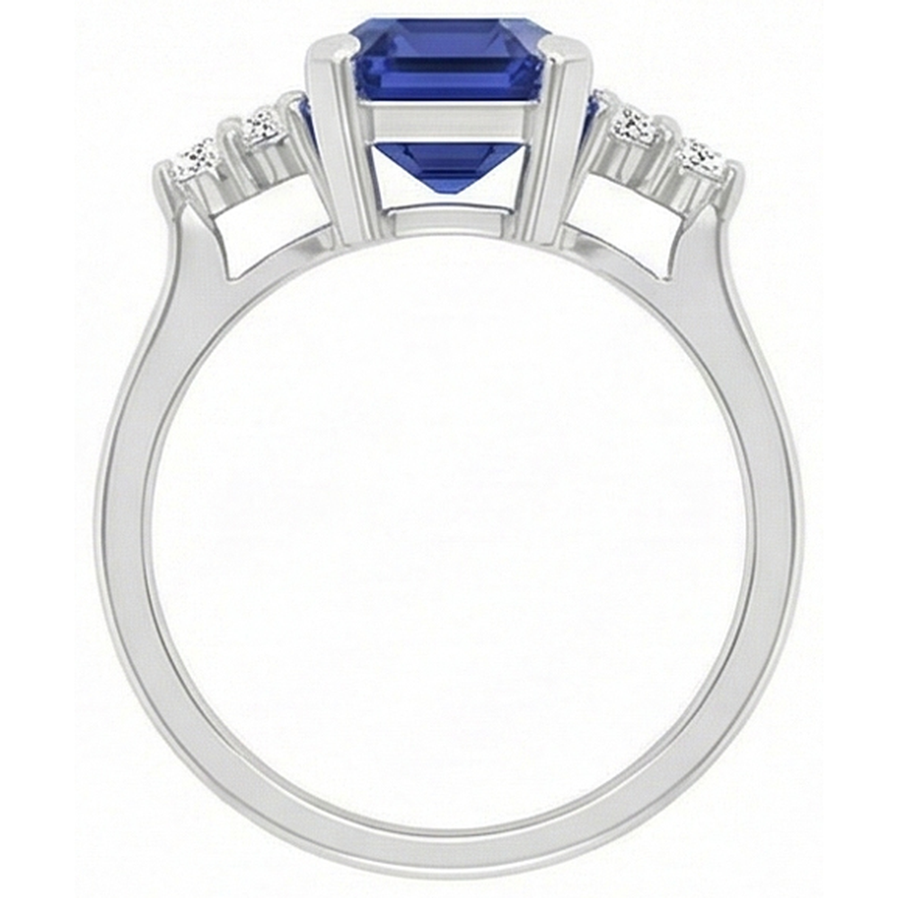 Anello da donna con pietre preziose. smeraldo. zaffiro di Ceylon e diamanti rotondi 3 carati