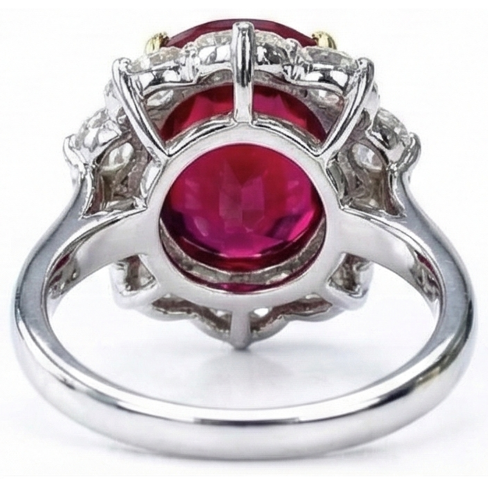 Anello da donna con rubini e diamanti da 4,55 carati, gioielli in oro 14K