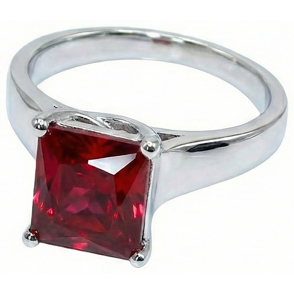 Anello da donna con rubino solitario rosso oro bianco 2.25 carati 14K