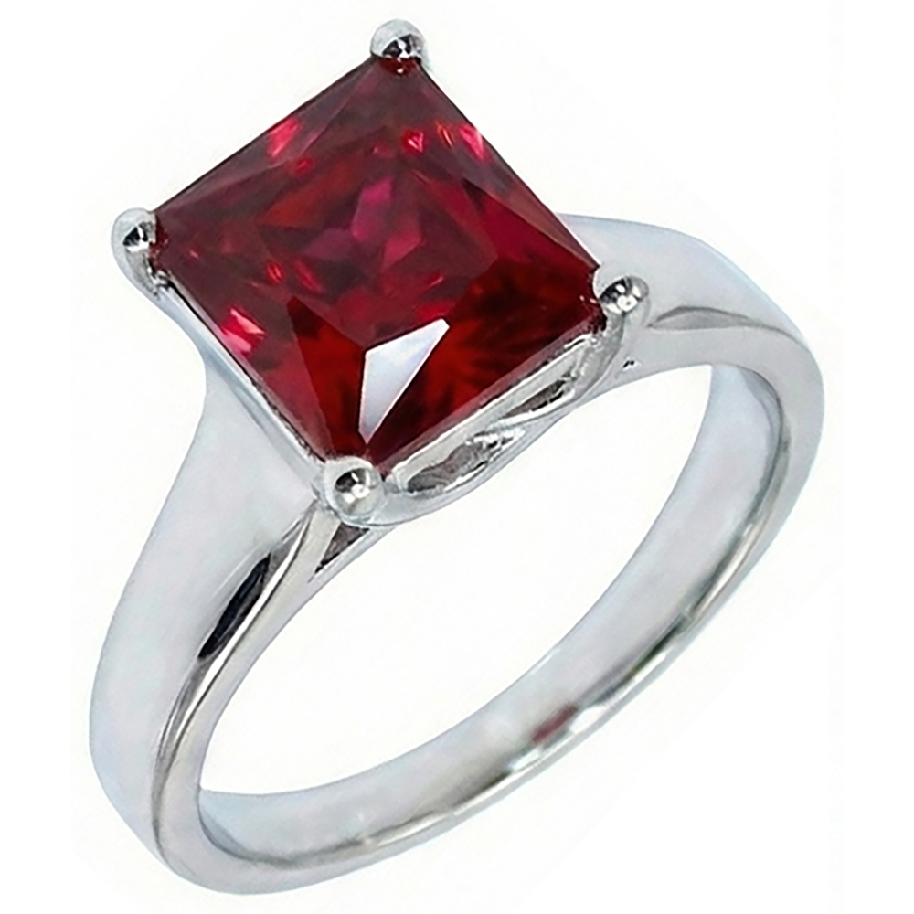 Anello da donna con rubino solitario rosso oro bianco 2.25 carati 14K