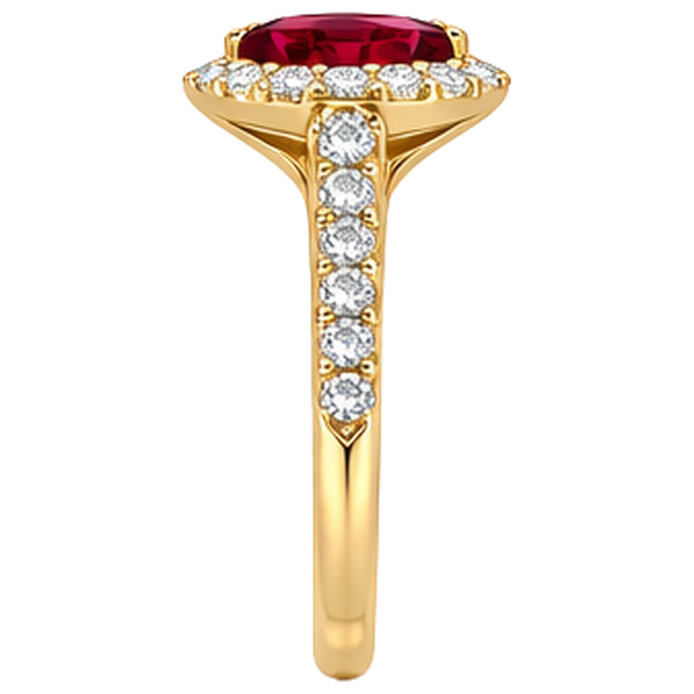 Anello da donna con rubino taglio marquise rosso e diamante 3.50 carati in oro giallo 14K